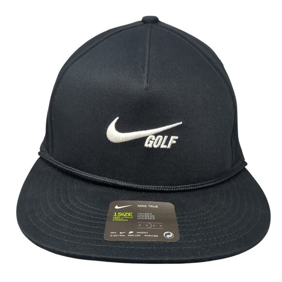 Nike Golf True Retro 72 Snapback Hat Black Dri Fit 1Size Embroidered Logo W/Tags - Picture 1 of 10
